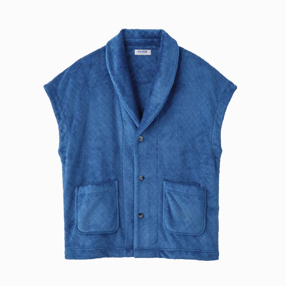 【羽織物】ボア起毛 ダイヤ柄ベスト SK4515 ネービーブルー