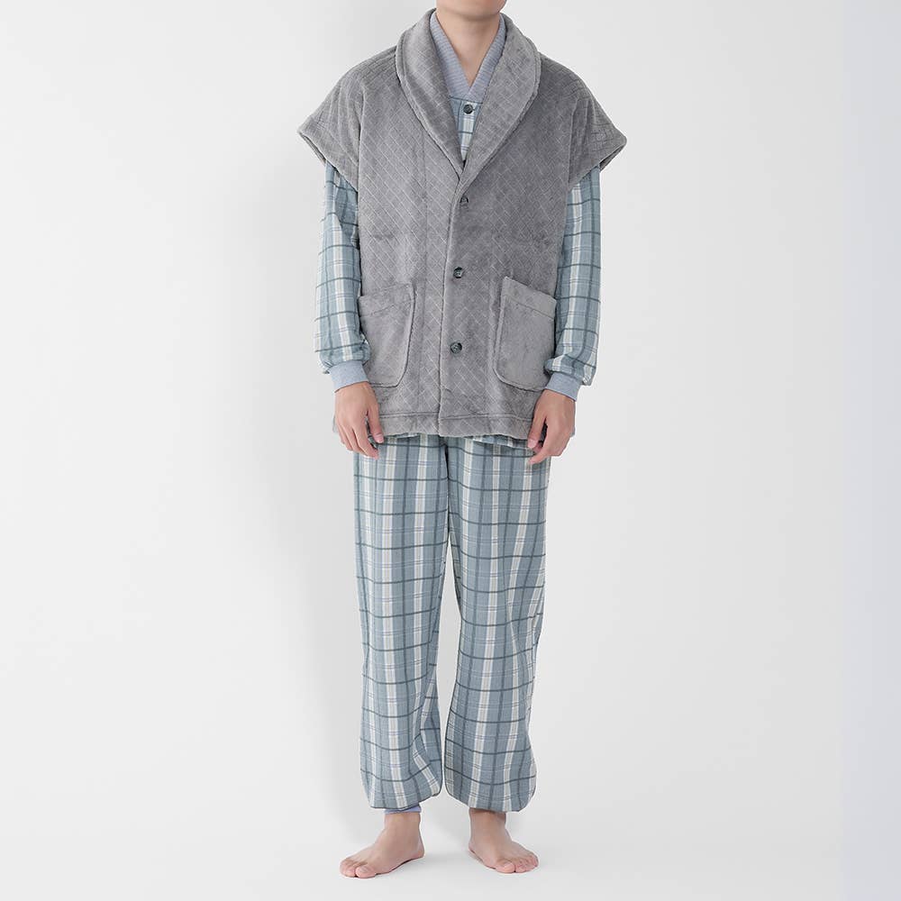 【羽織物】ボア起毛 ダイヤ柄ベスト SK4515 グレー