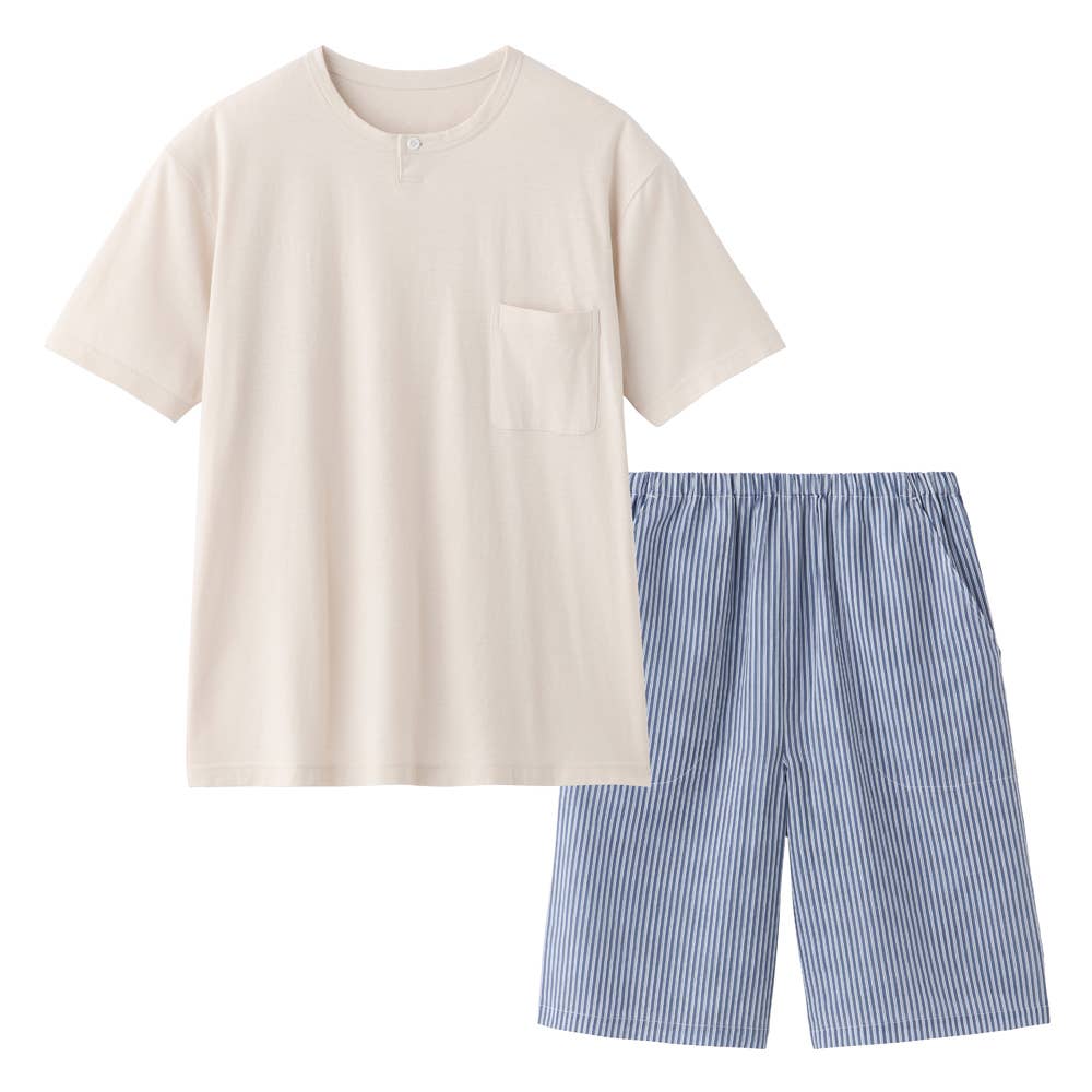 【アセドロン】綿混 天竺 半袖5分丈パンツ ルームウェア SL1016 ベージュ