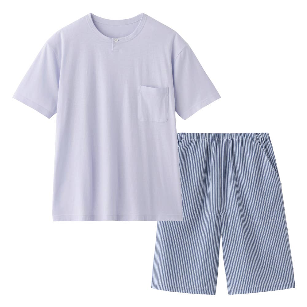 【アセドロン】綿混 天竺 半袖5分丈パンツ ルームウェア SL1016 グレー