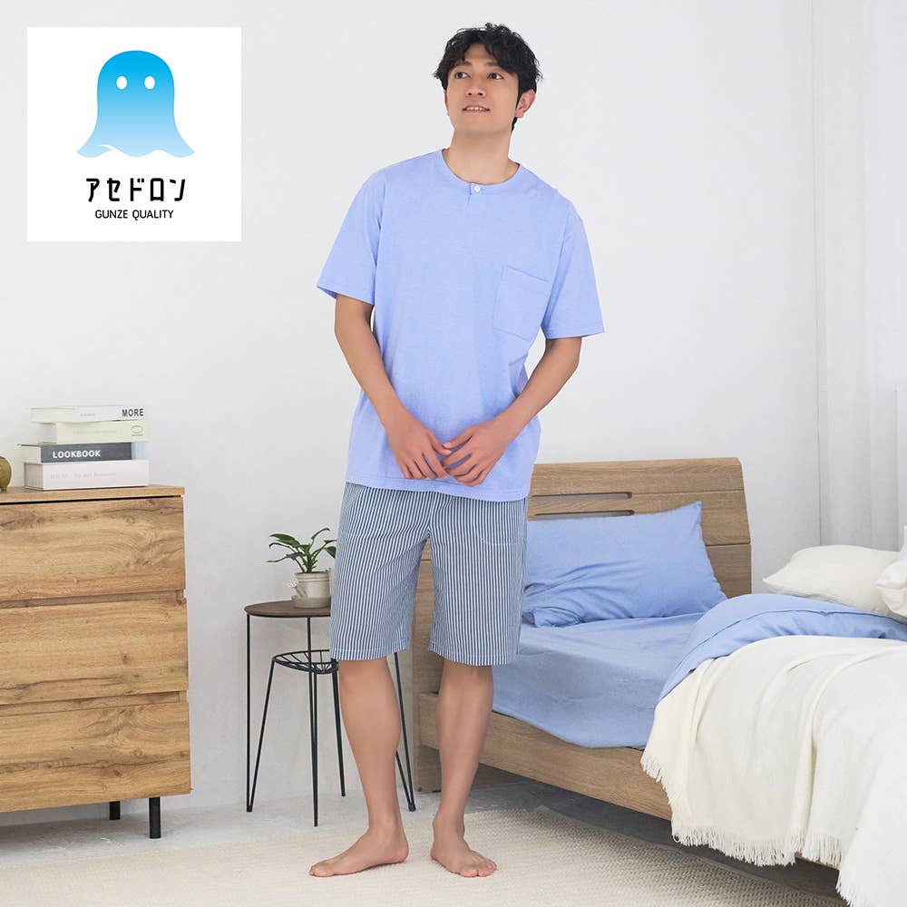 【アセドロン】綿混 天竺 半袖5分丈パンツ ルームウェア