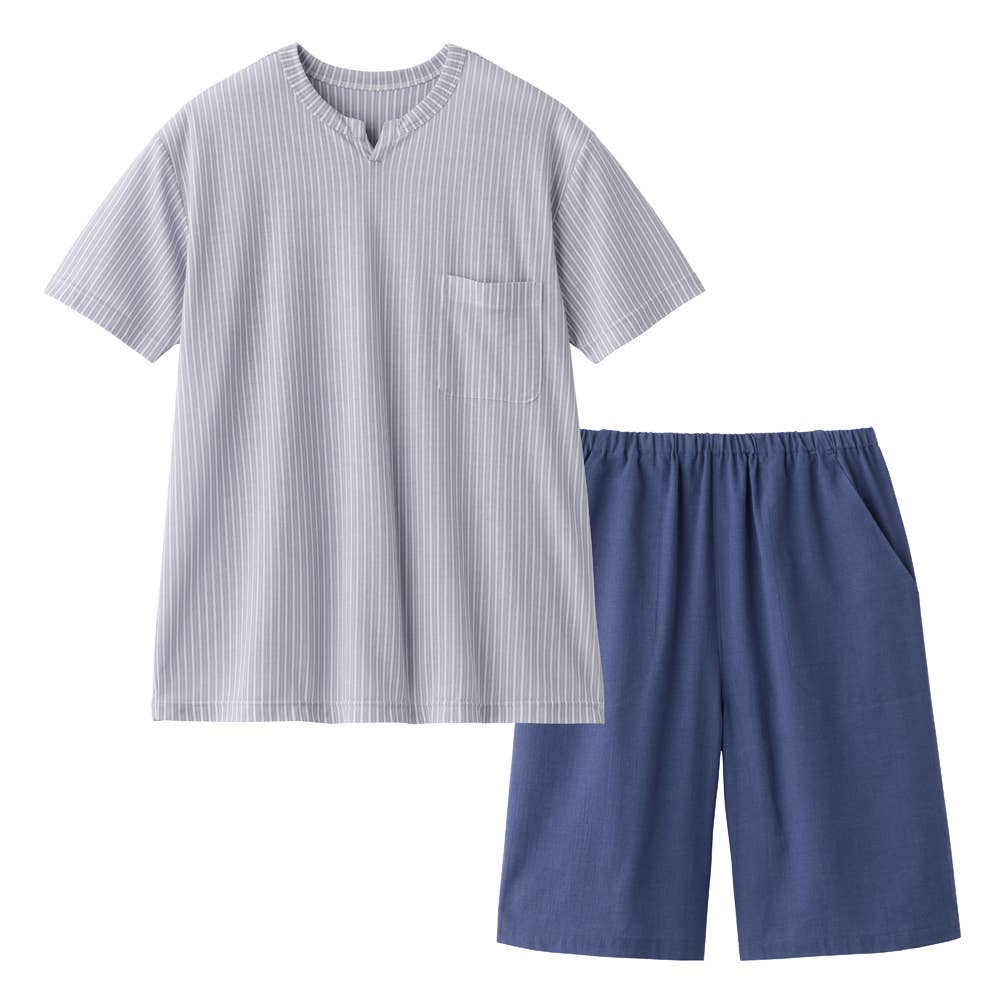 【アセドロン】綿混 ドライメッシュ 半袖5分丈パンツ ルームウェア SL1026 グレー