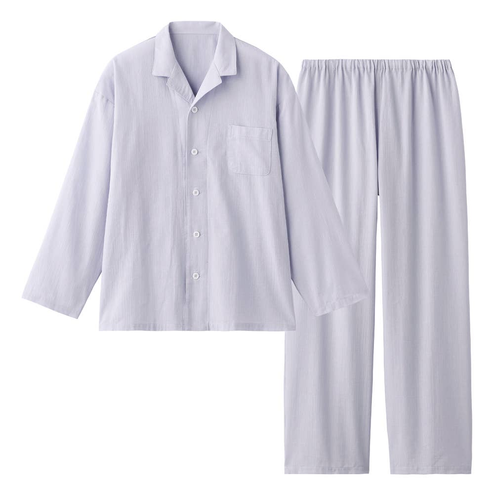 【アセドロン】綿混クレープ 長袖長パンツ パジャマ SL2016 グレー