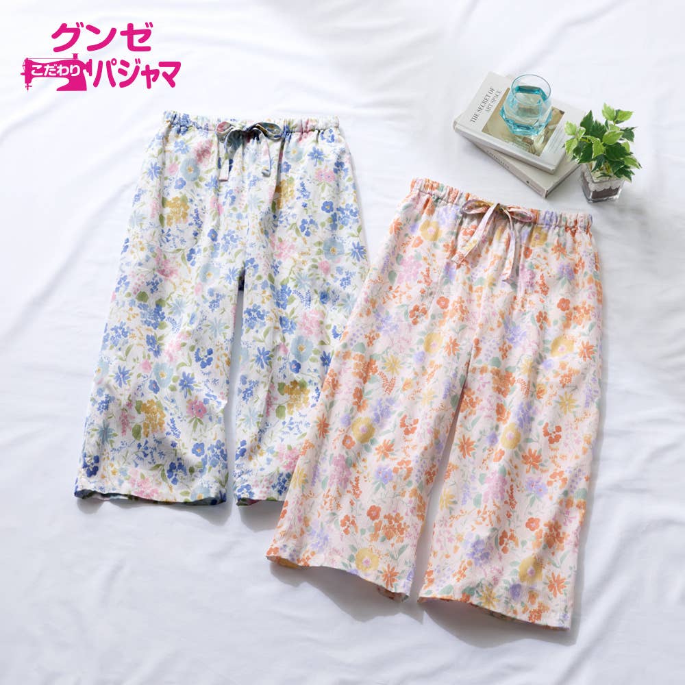 綿100％ 楊柳 ルームウェア ７分丈パンツ