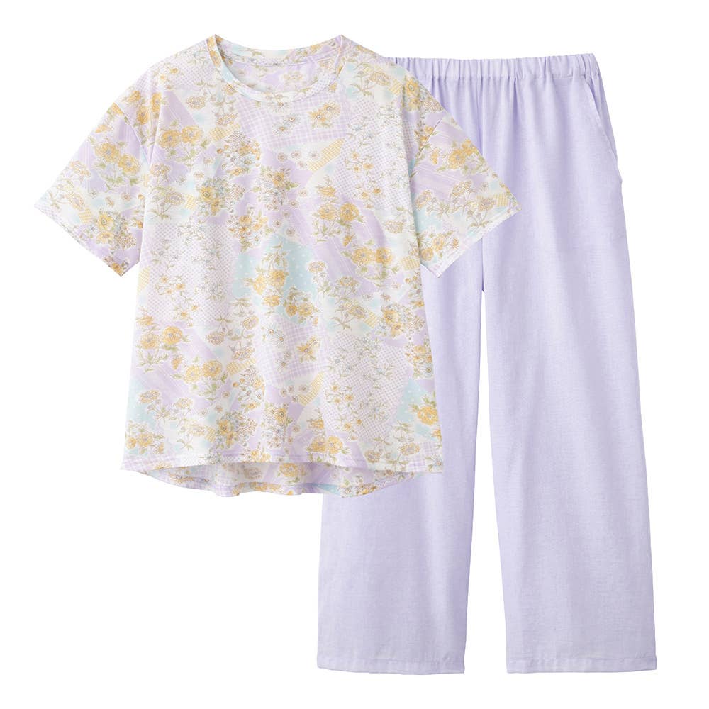 綿混 ルームウェア 半袖長パンツ【SALE】 TG1005 パープル