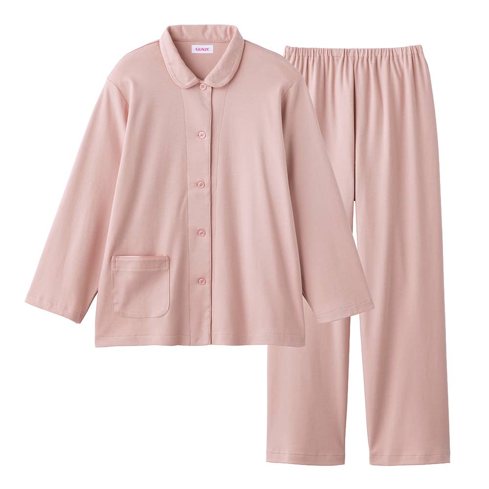 綿100％ スムース パジャマ 長袖長パンツ TG2025 サーモンピンク