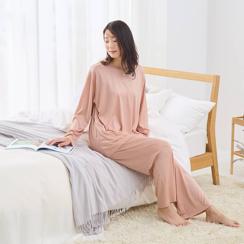 【シルク100%】天竺 長袖長パンツ ルームウェア【送料無料】 TG2056 E1