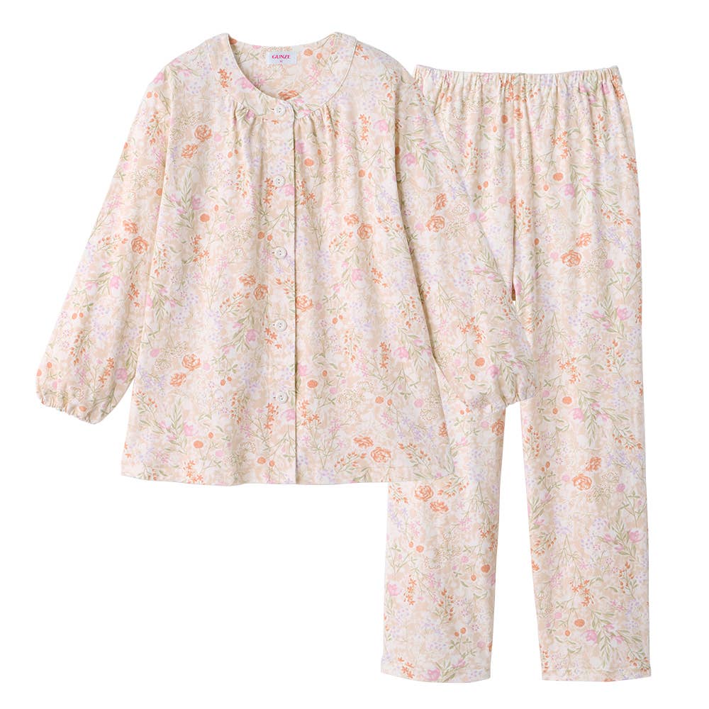 綿100% スムース パジャマ 長袖長パンツ TG2075 クリーム