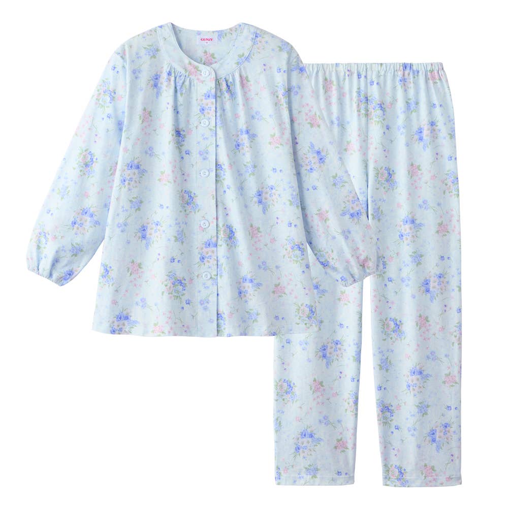 綿100％天竺 パジャマ 長袖長パンツ【SALE】 TG2085 :レディース