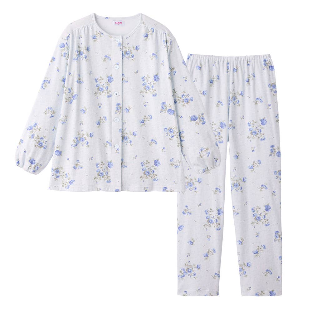 綿100％ スムース パジャマ 長袖長パンツ【送料無料】【SALE】 TG2245 サックス