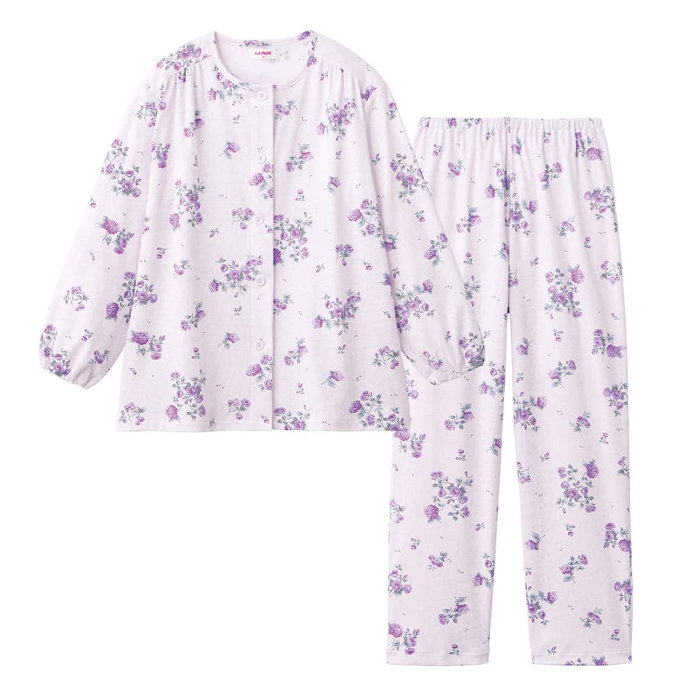 綿100％ スムース パジャマ 長袖長パンツ【送料無料】【SALE】 TG2245 パープル