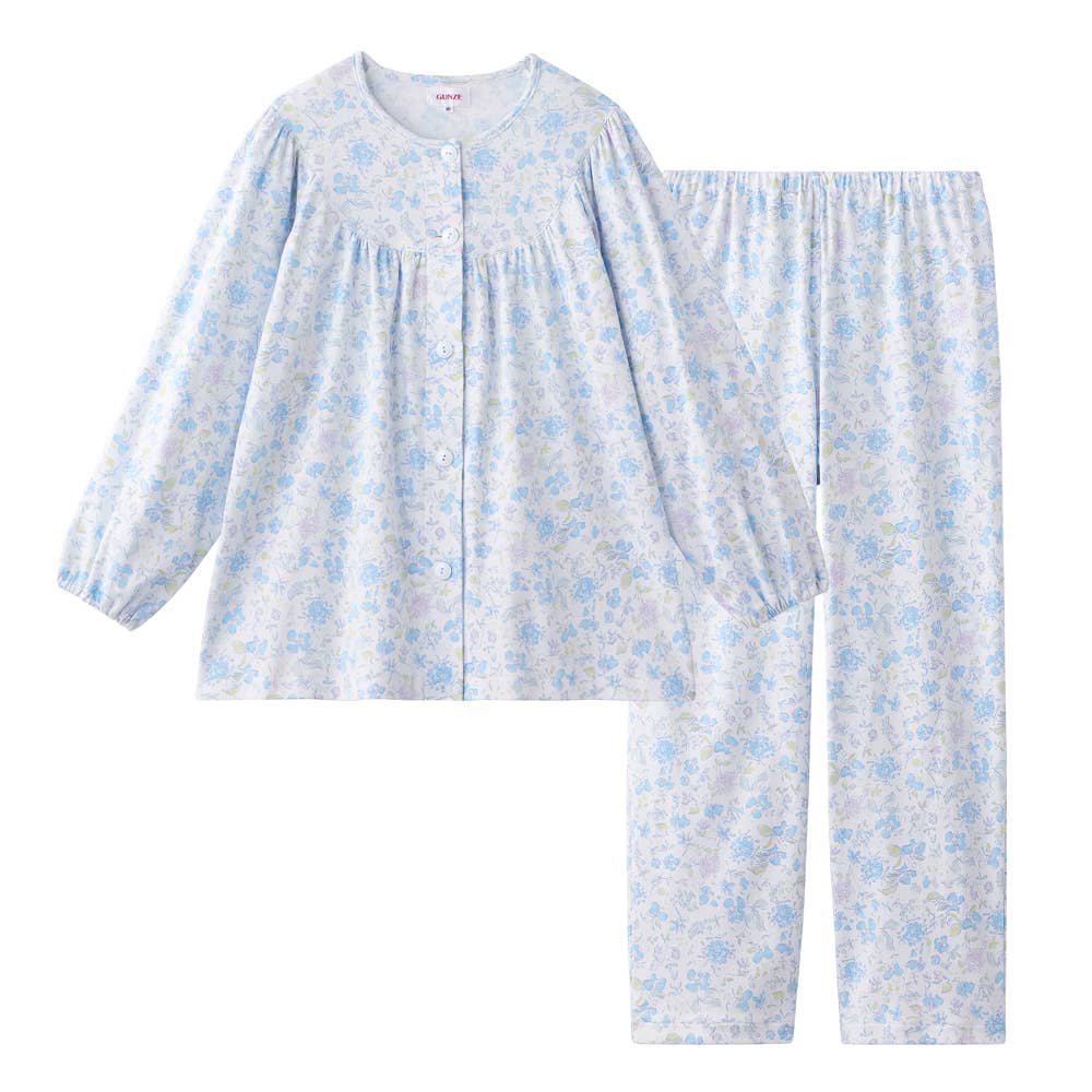 綿100％ スムース パジャマ 長袖長パンツ TG2296 サックス