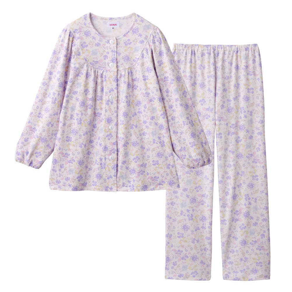 綿100％ スムース パジャマ 長袖長パンツ TG2296 パープル