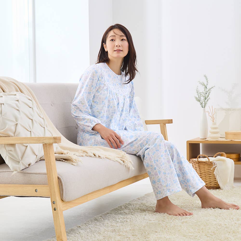 綿100% スムース パジャマ 長袖長パンツ TG2296 E1