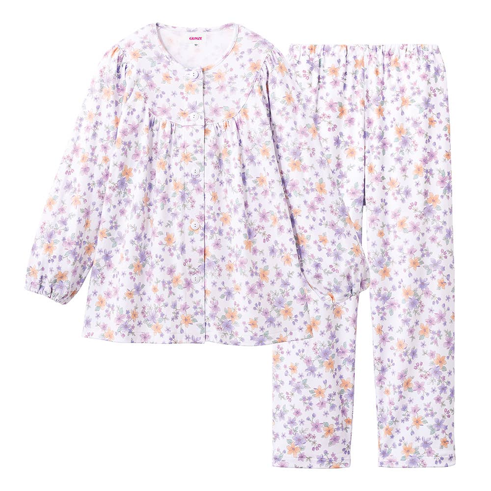 綿100％ スムース パジャマ 長袖長パンツ【SALE】 TG2305 パープル