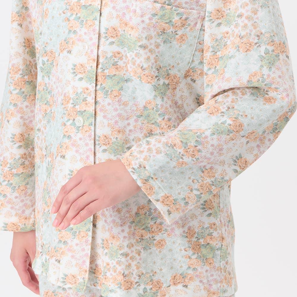 【WARM PLUS・背中保温】 ソフトキルト 長袖長パンツ テーラード パジャマ TG4005EC E3