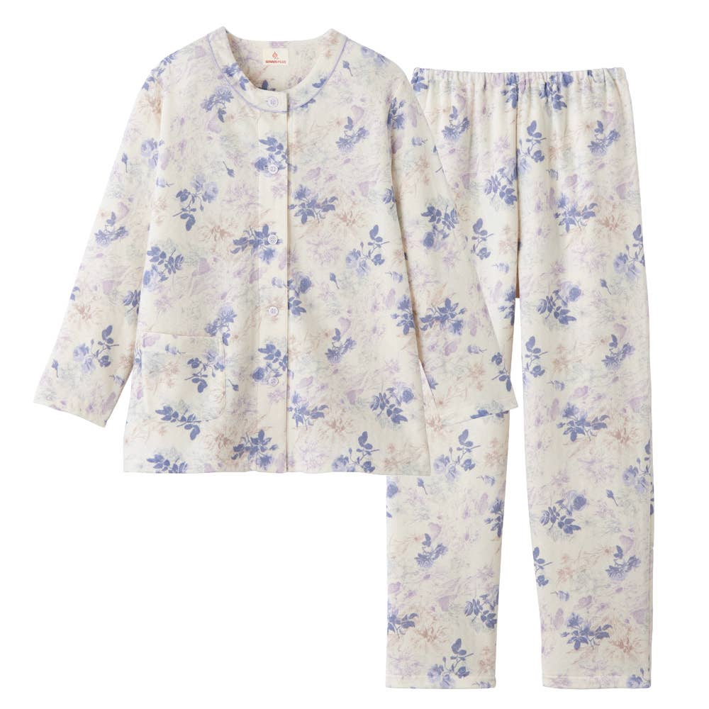 背中保温 パジャマ ソフトキルト 長袖長パンツ TG4014 パープル