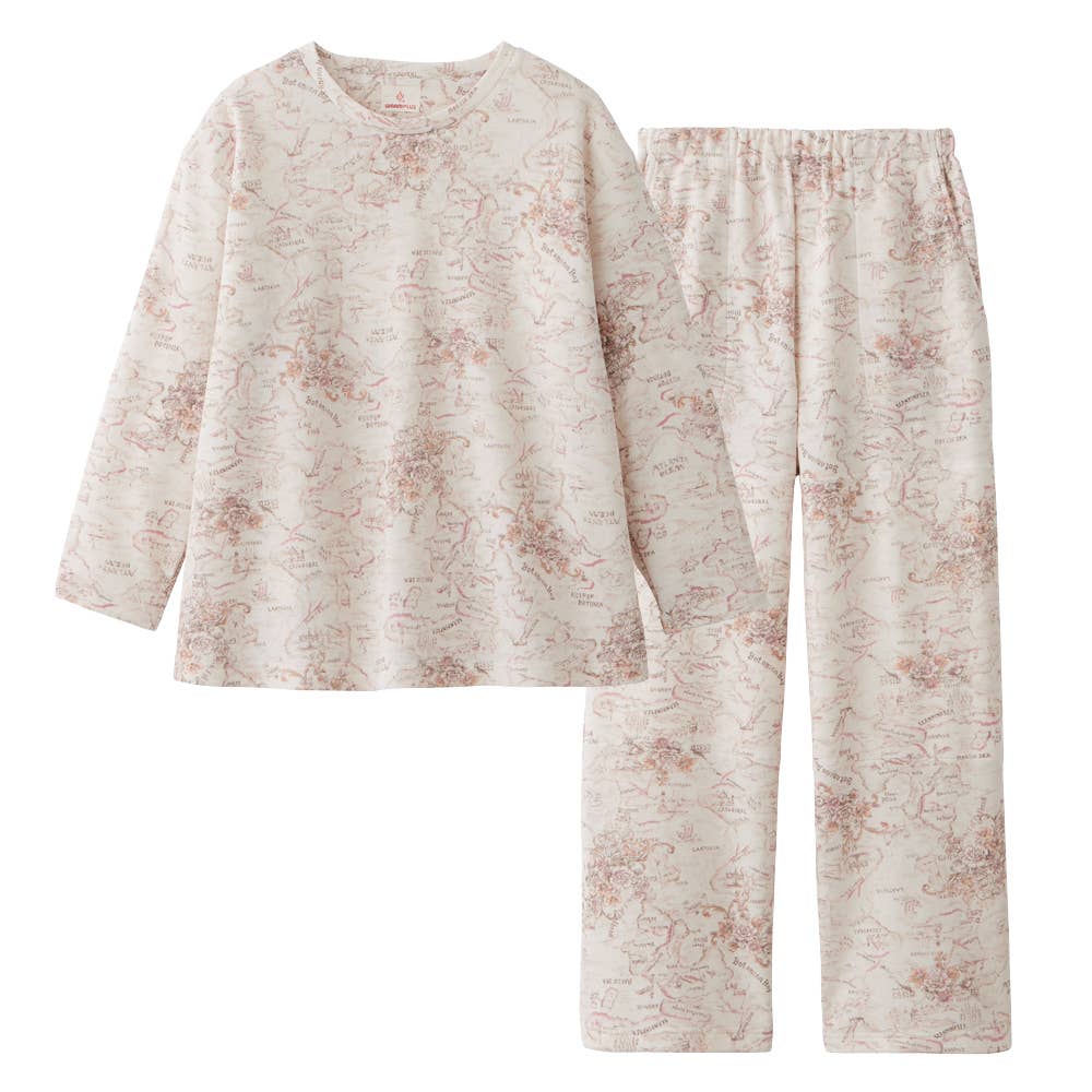 Shoulder and thigh warmer room wear, cardboard knit, long sleeves and pants, TG4034, pink