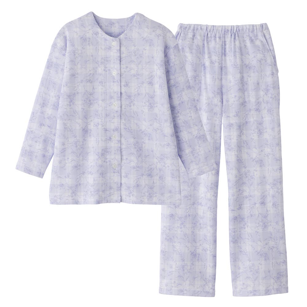 肩もも保温 パジャマ ダンボールニット 長袖長パンツ TG4044 ブルー