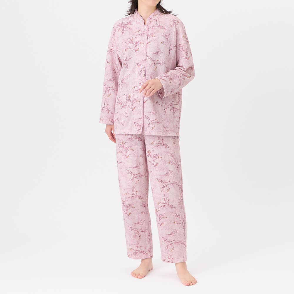 【WARM PLUS・肩もも保温】 ソフトキルト 長袖長パンツ パジャマ TG4045 ピンク