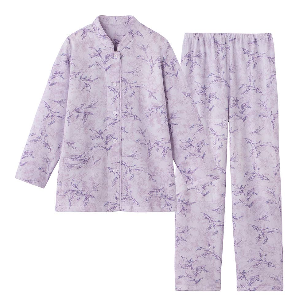 【WARM PLUS・肩もも保温】 ソフトキルト 長袖長パンツ パジャマ TG4045 パープル