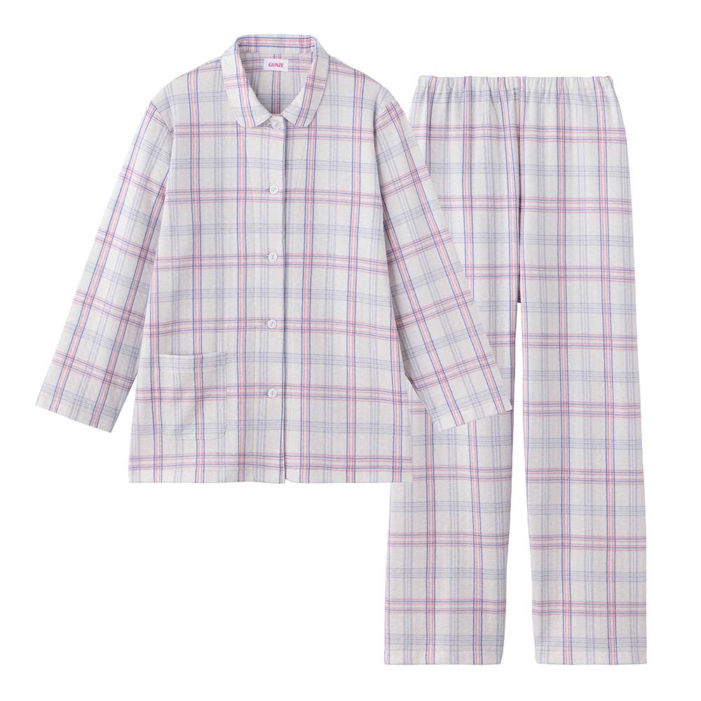 【脇縫い目無し・肌側綿100%】 ソフトキルト 長袖長パンツ パジャマ TG4075 グレー