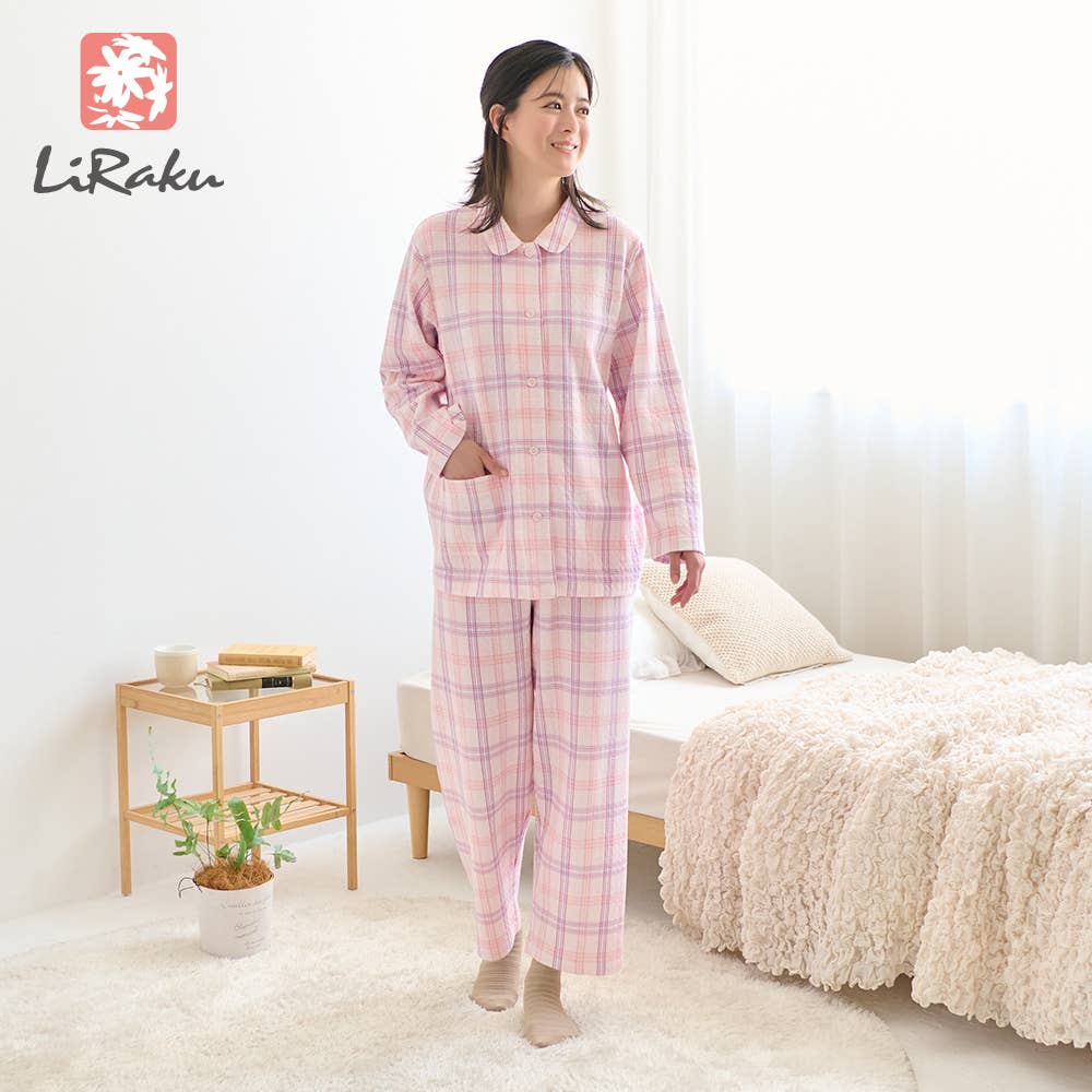 【脇縫い目無し・肌側綿100%】 ソフトキルト 長袖長パンツ パジャマ