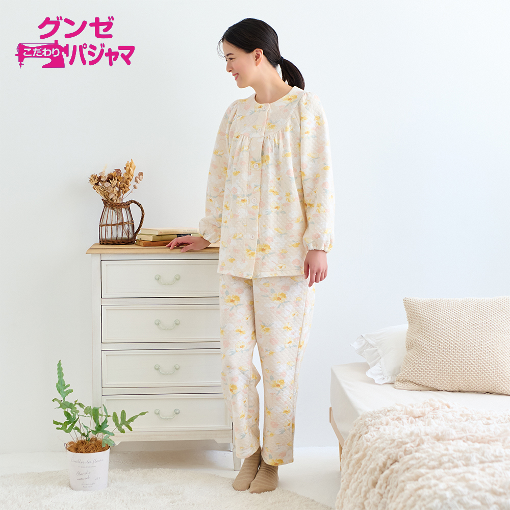 【綿混】ダイヤキルト 長袖長パンツ フェミニンパジャマ