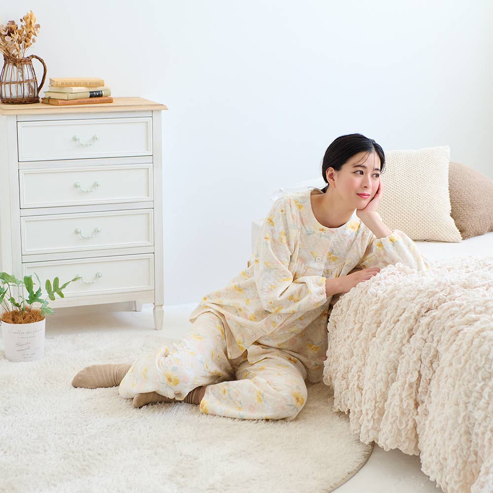 【綿混】ダイヤキルト 長袖長パンツ フェミニンパジャマ TG4145EC E1