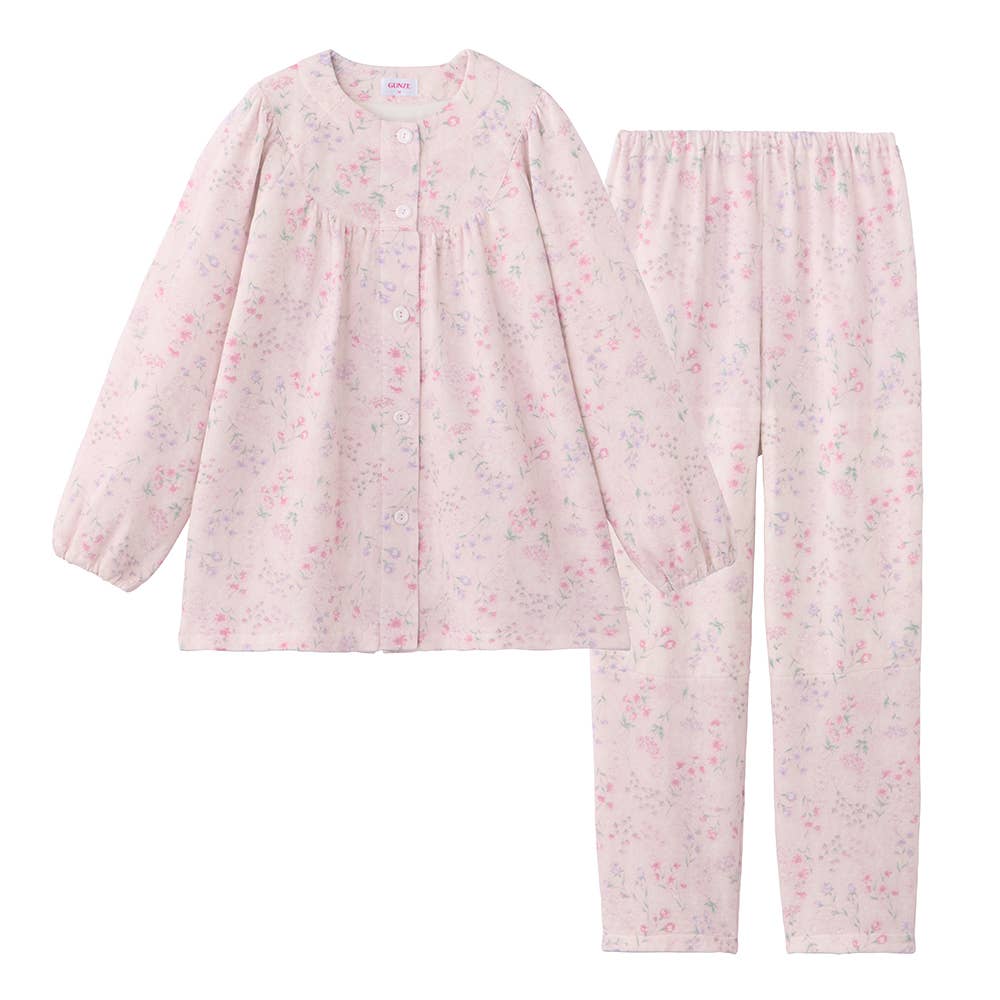 【肩ももＷ保温】ソフトキルト 長袖長パンツ パジャマ TG4165 ピンク