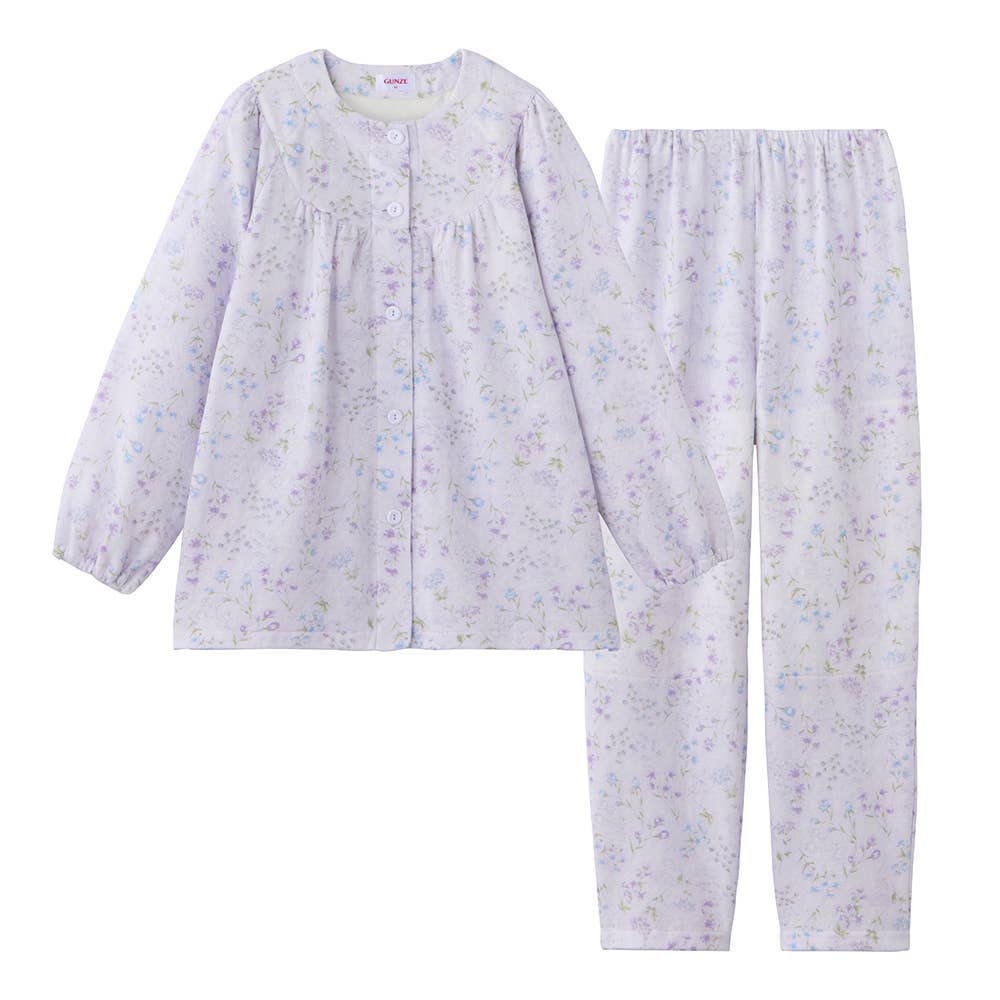 【肩ももＷ保温】ソフトキルト 長袖長パンツ パジャマ TG4165 パープル