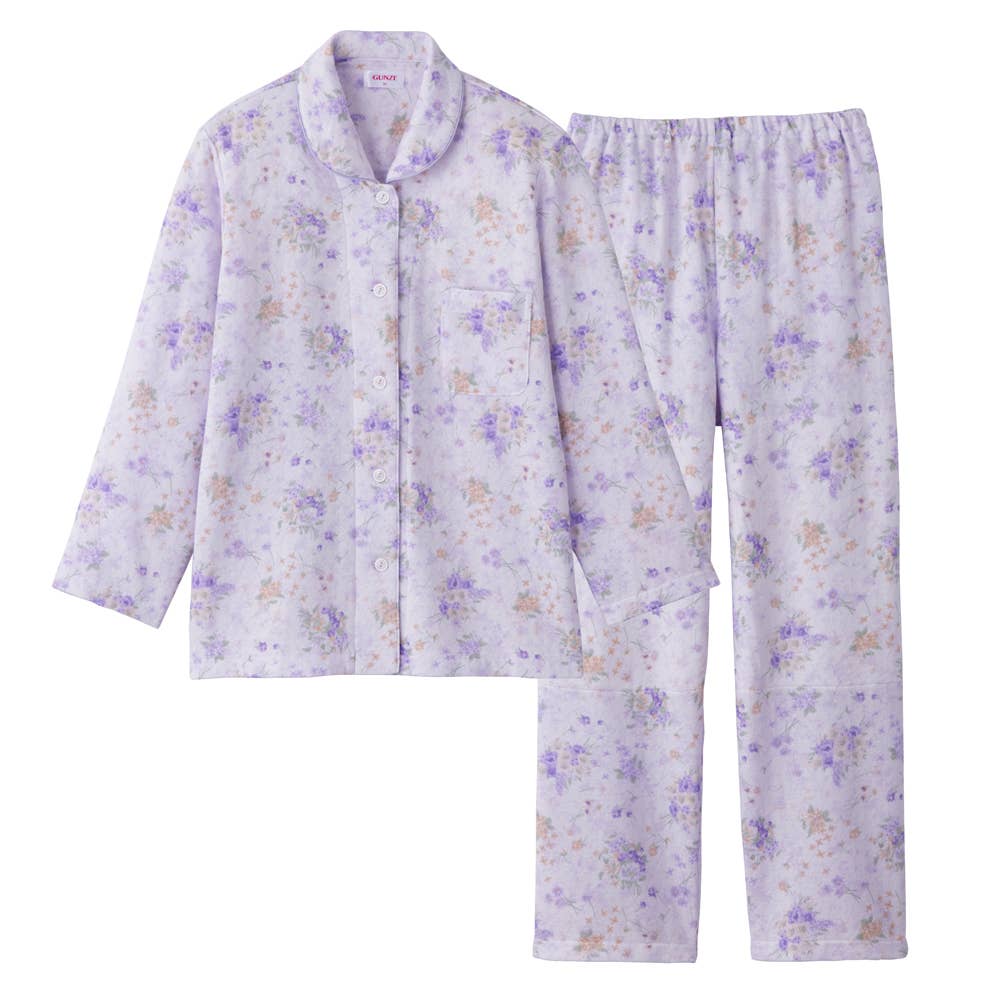 肩ももＷ保温 パジャマ ソフトキルト 長袖長パンツ TG4194 パープル