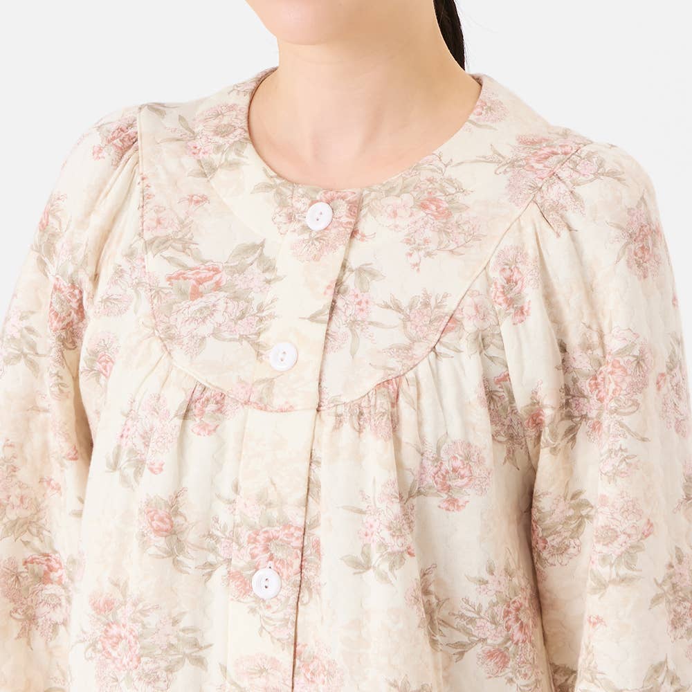 【全身保温】発熱ソフトキルト 長袖長パンツ フェミニンパジャマ TG4205 E2