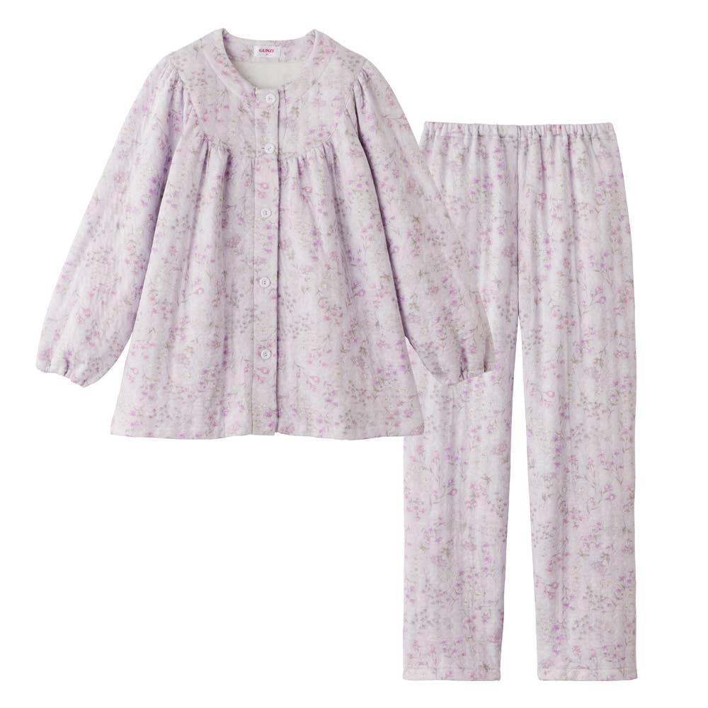 全身保暖睡衣吸濕發熱柔軟絎縫長袖長褲TG4224紫色