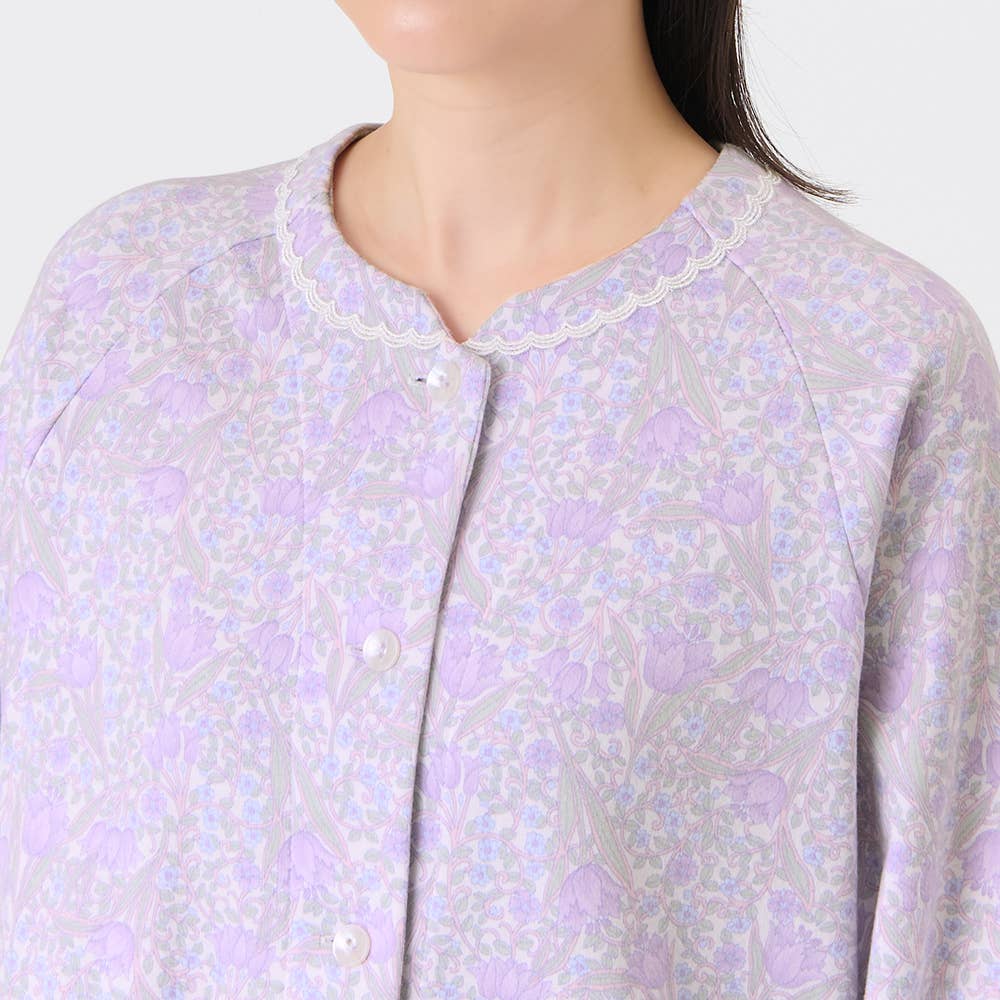 【極暖・綿100%】厚手スムース 長袖長パンツ ノーカラーパジャマ【送料無料】 TG4235EC E2