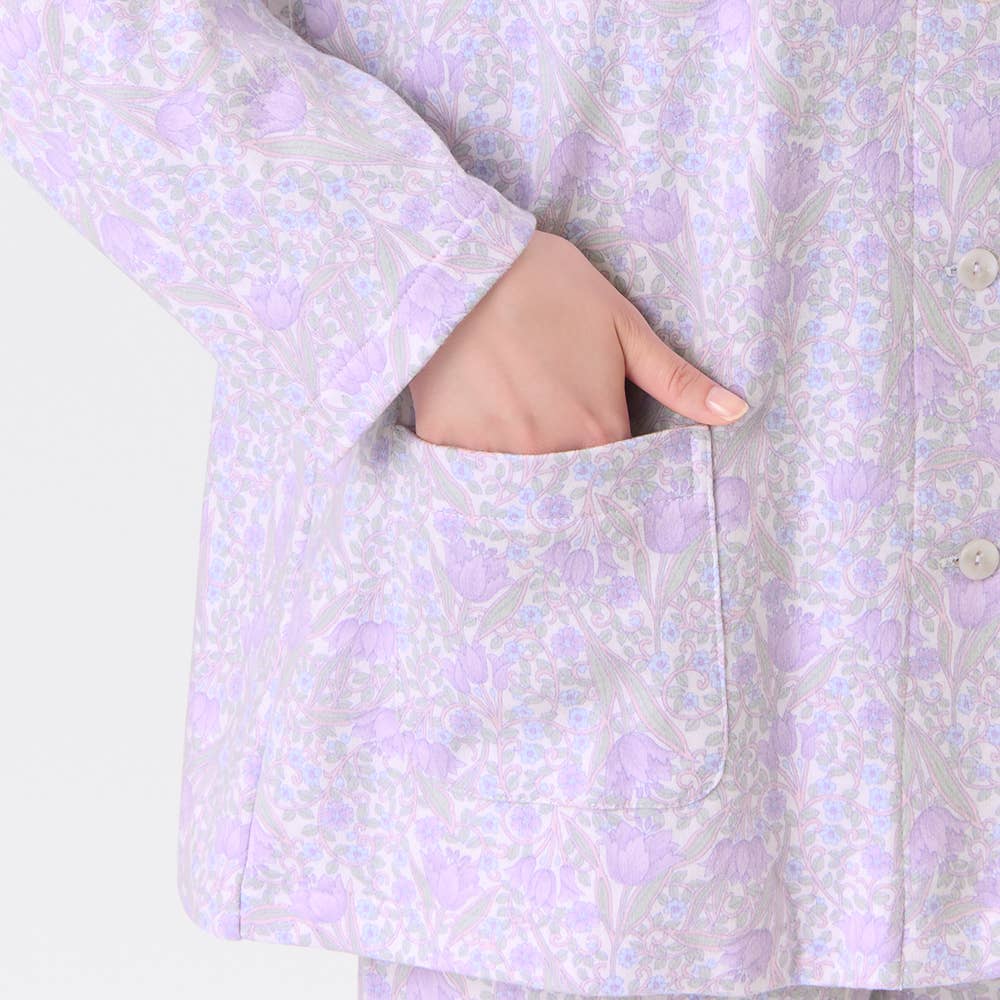 【極暖・綿100%】厚手スムース 長袖長パンツ ノーカラーパジャマ【送料無料】 TG4235EC E3