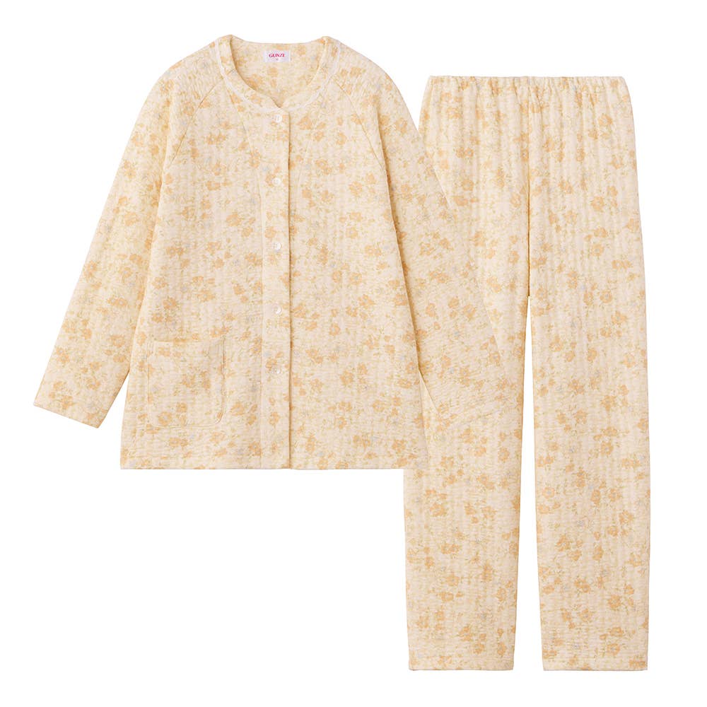 【極暖】ウルトラバルキー 長袖長パンツ ノーカラーパジャマ【送料無料】 TG4245EC クリーム