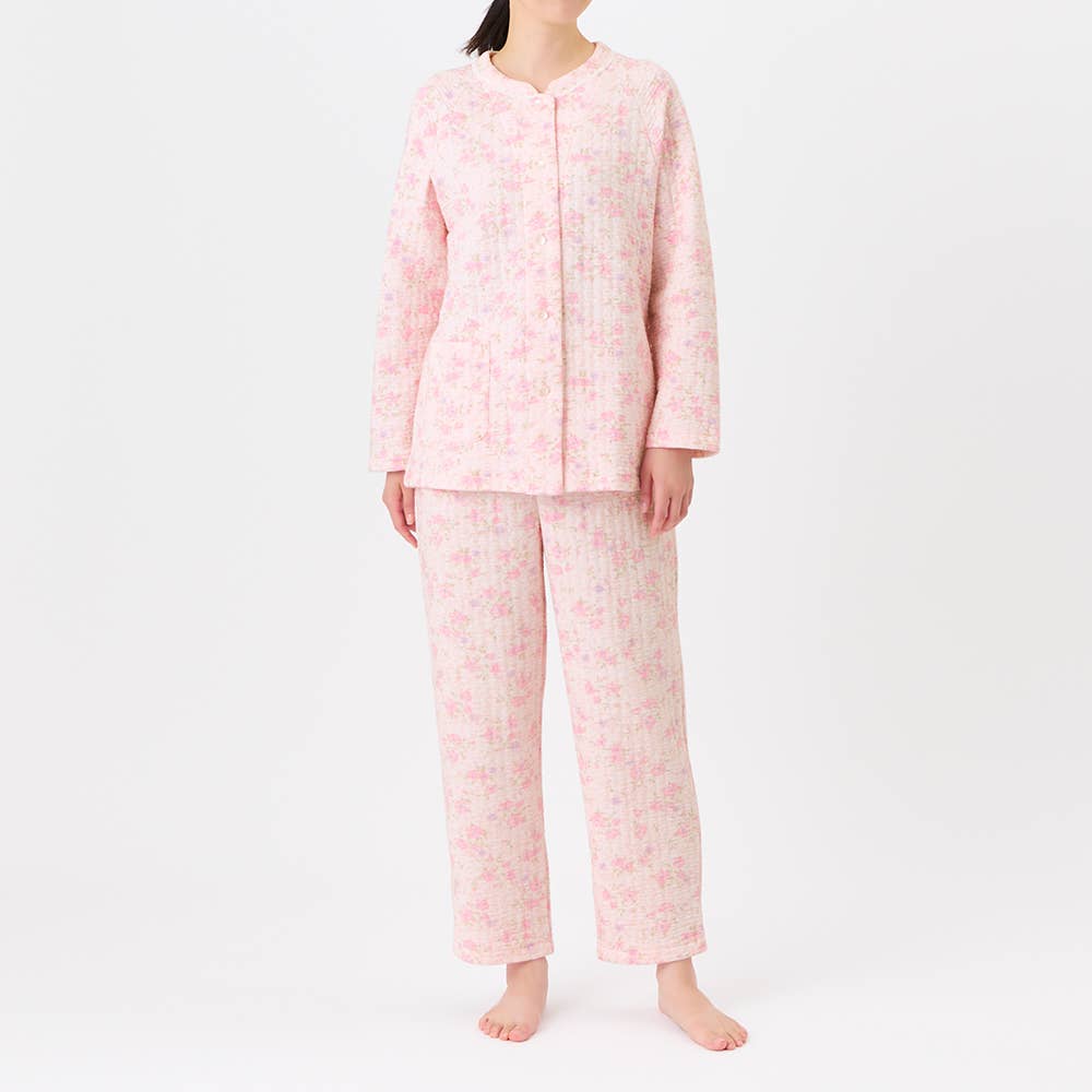 【極暖】ウルトラバルキー 長袖長パンツ ノーカラーパジャマ【送料無料】 TG4245EC ピンク