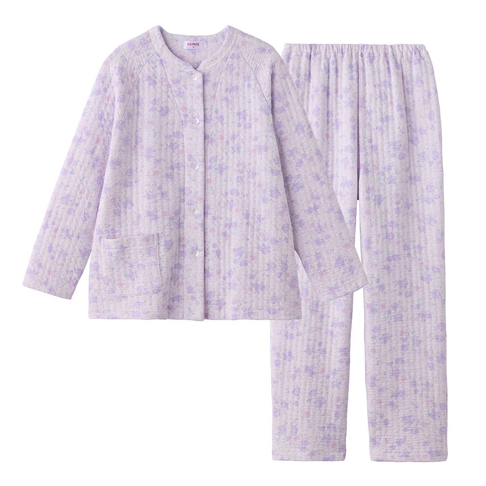 【極暖】ウルトラバルキー 長袖長パンツ ノーカラーパジャマ【送料無料】 TG4245EC パープル