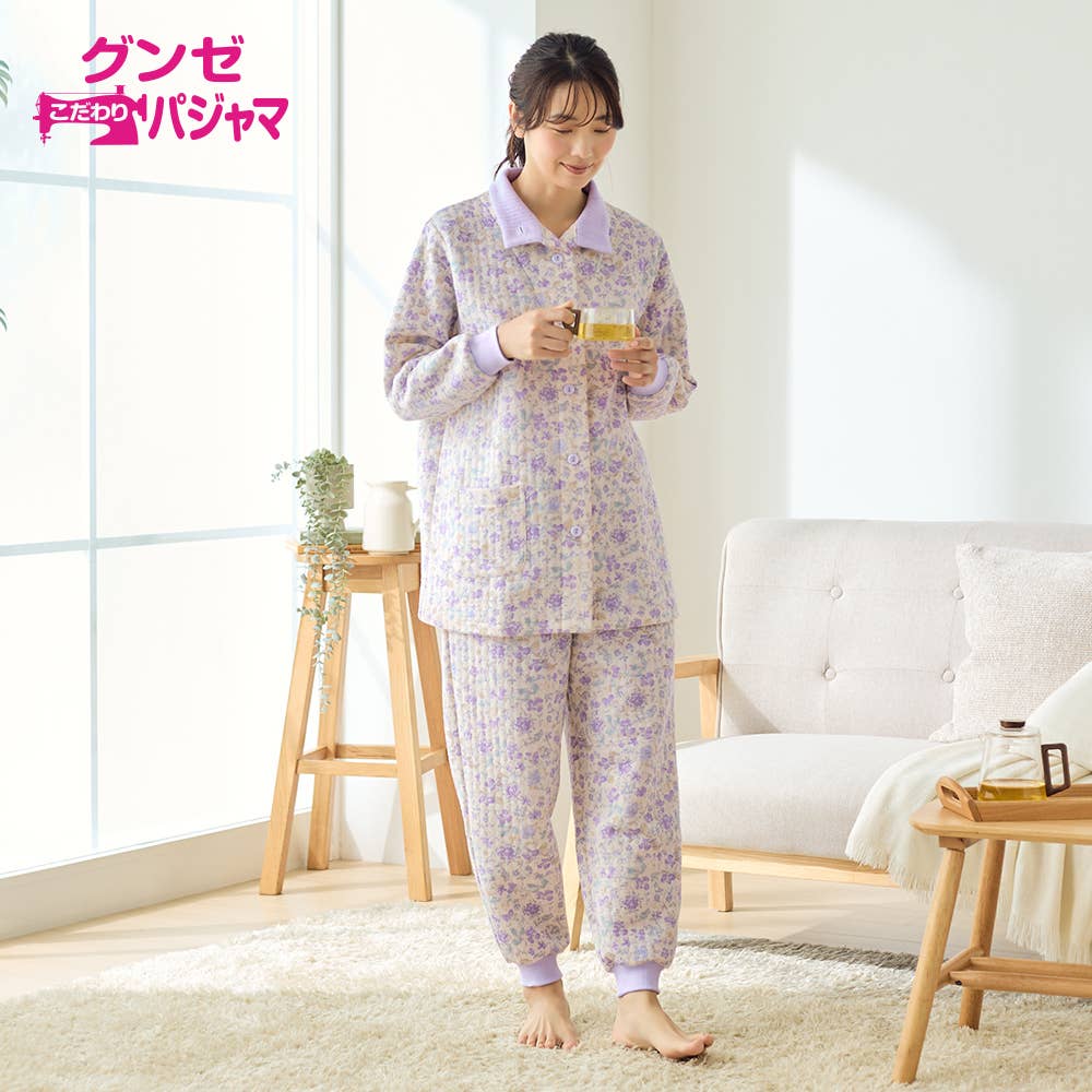 【極暖】スーパーバルキー キルト長袖長パンツ パジャマ【送料無料】