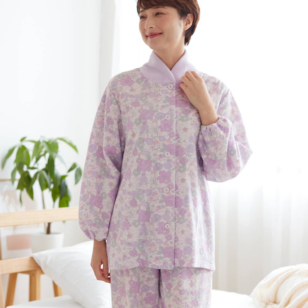 襟元暖か パジャマ 長袖長パンツ レディース Tg4252 レディース パジャマ ルームウェア