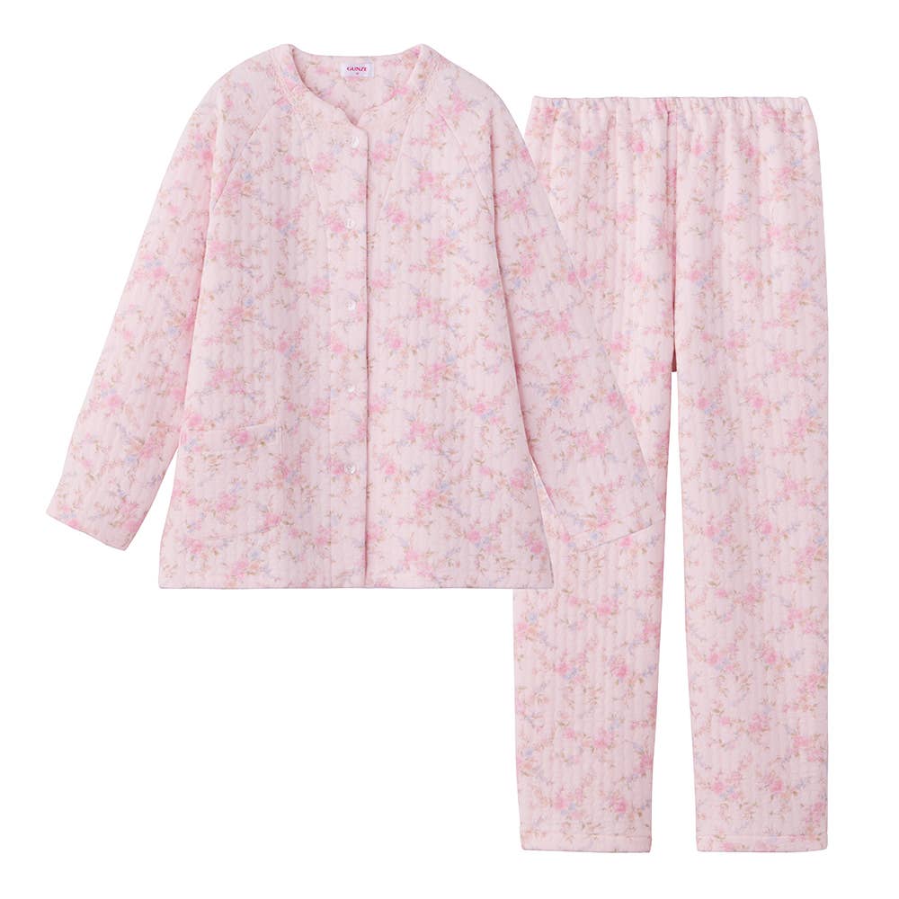 【極暖】スーパーバルキー 長袖長パンツ ノーカラーパジャマ【送料無料】 TG4255 ピンク