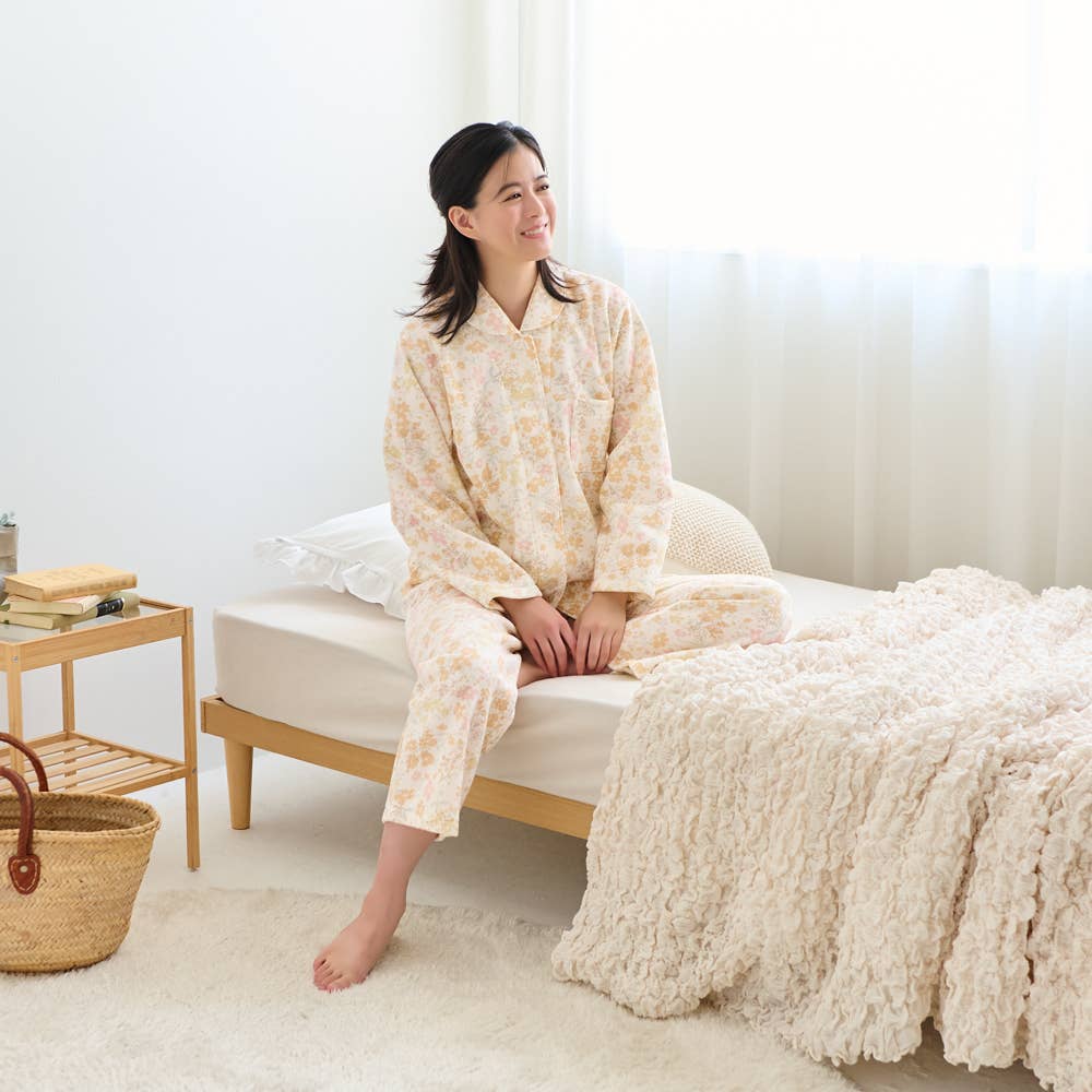 【極暖】パイル裏起毛 長袖長パンツ シャツ襟 パジャマ【送料無料】 TG4265EC E1