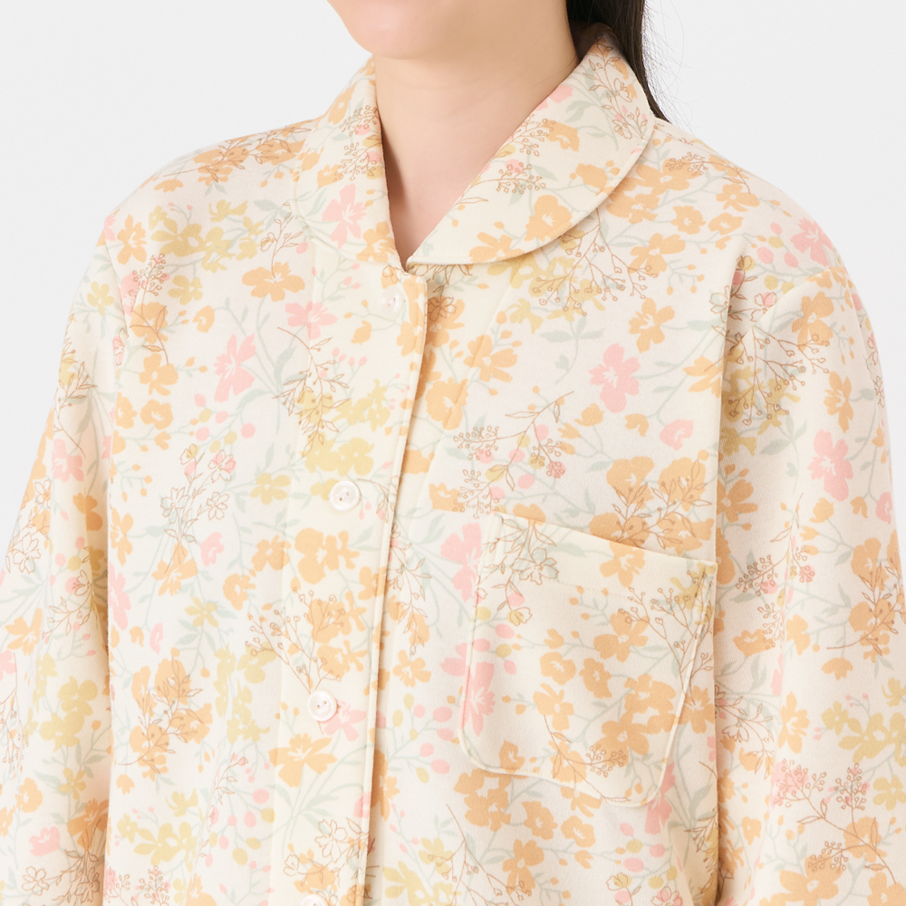 【極暖】パイル裏起毛 長袖長パンツ シャツ襟 パジャマ【送料無料】 TG4265EC E2