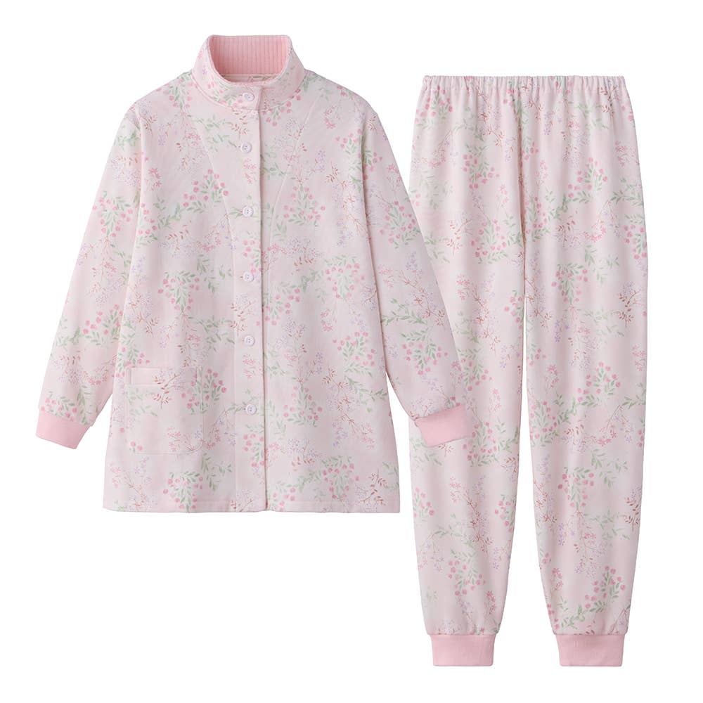 【極暖・まるで魔法瓶】裏起毛 長袖長パンツ パジャマ【送料無料】 TG4275EC ピンク