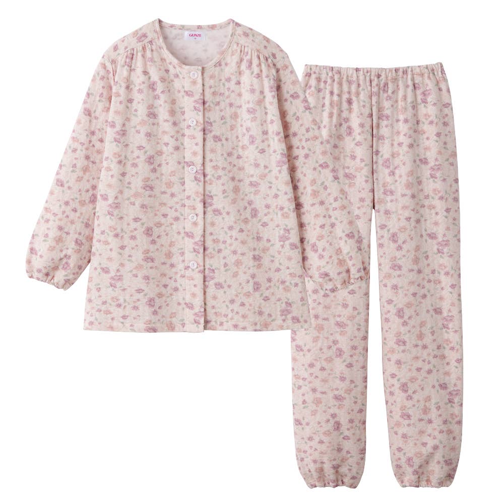 綿混 ソフトキルト パジャマ 長袖長パンツ【送料無料】 TG4354 ピンク