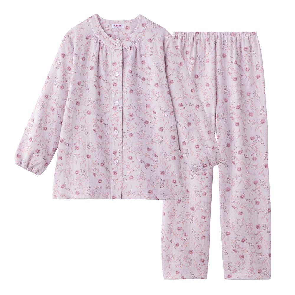【肌側綿100%】 ソフトキルト 長袖長パンツ シャツパジャマ TG4394 ピンク