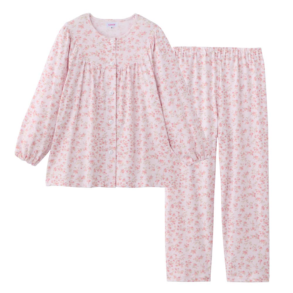 【プチサイズ・綿100%】スムース 長袖長パンツ フェミニンパジャマ TG4405 ピンク