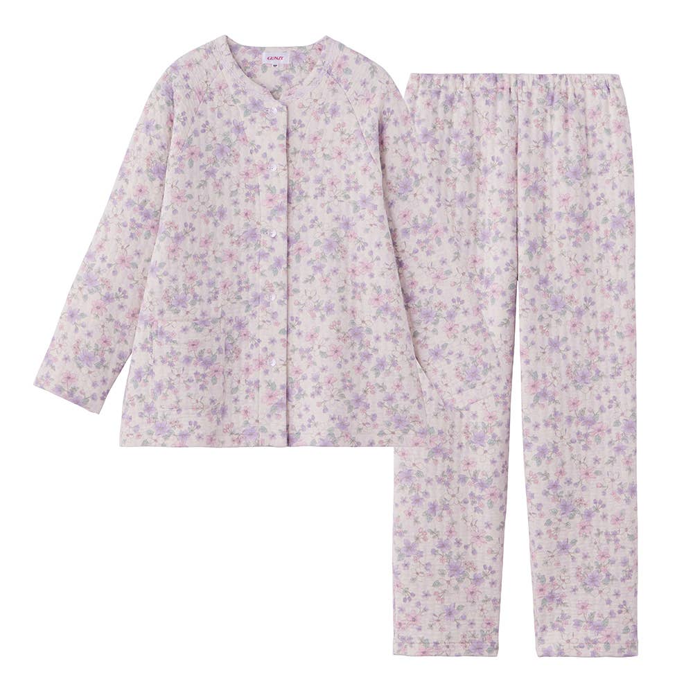 【プチサイズ】ウルトラバルキー 長袖長パンツ ノーカラーパジャマ【送料無料】 TG4425 パープル