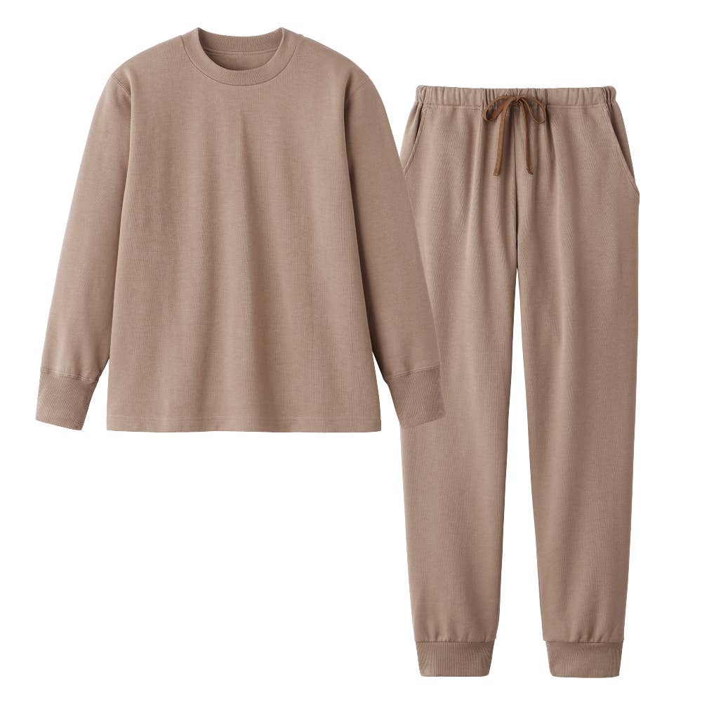 【ファイヤーアセドロン】 湿気を熱に変える 重ね布付きルームウェア 長袖長パンツ TG4574 ブラウン